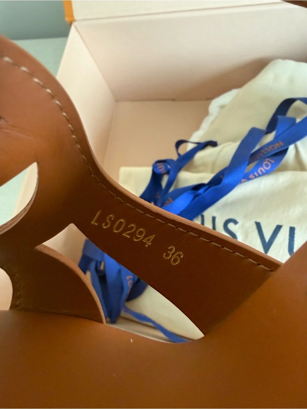 NEW! Louis Vuitton Isolde Wedge Sandals- cognac Leather
